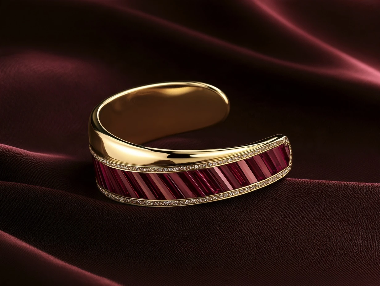 The Prowl · ruby-striped gold cuff